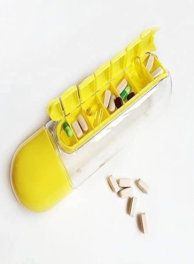 VIDORA Plastic Pill & Vitamin Organizer Water Bottle,Water Bottle with Pill, Capsule Other 7 Days Medicine Holder Storage Box Travelling kit, Summer Special 750ml,(Multi Color) Set of 1 - Image 3